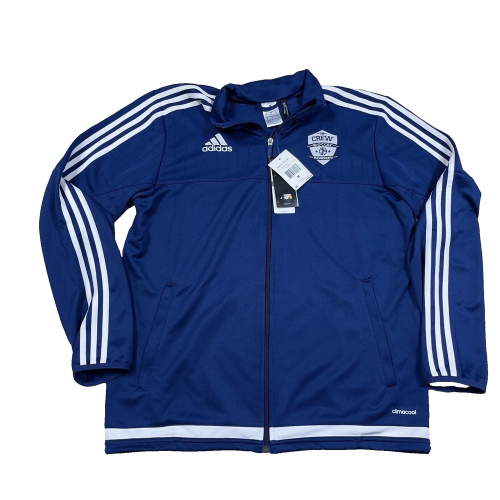 Adidas Jacket Men Medium Blue White Track Suit Full Zip PA Crew Soccer Academy